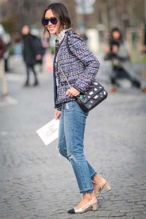 how to wear a chanel jacket with jeans|chanel boutique jacket.